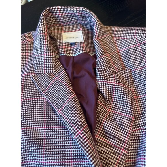 Court & Rowe Womens Houndstooth Double-Breasted Blazer Size 12 Burgundy & Pink - Picture 4 of 6